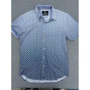 Buttercloth Mens Regular Fit Short Sleeve Ombre Floral Knit Shirt Blue Medium M